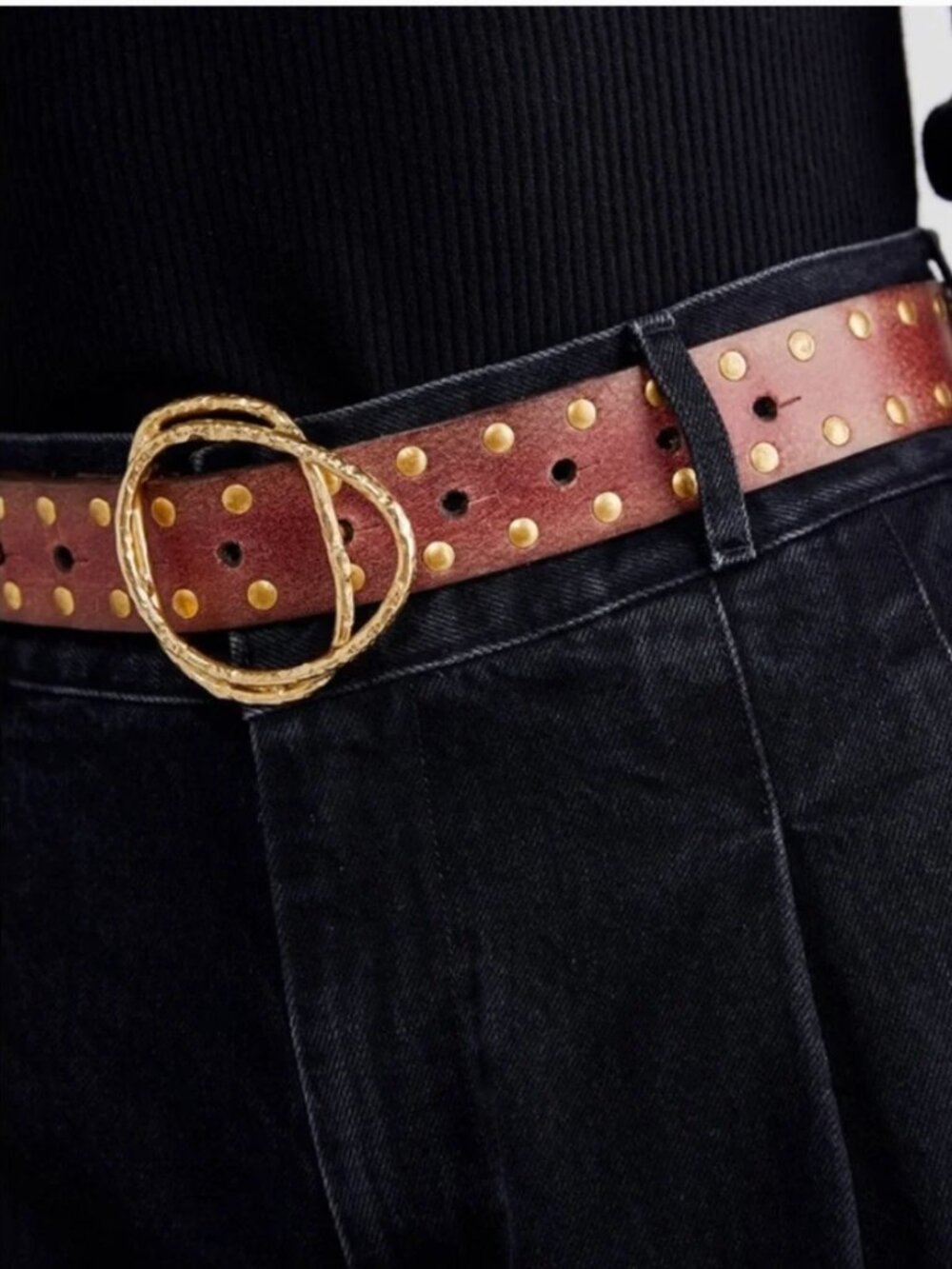 We the Free Lasso Leather Studded Belt, NWOT, Size Small/Medium
